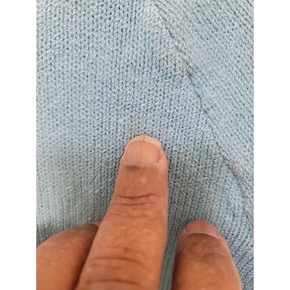 Vintage ST. JOHN SPORT Blue & Green Knit Hooded Cardigan Sweater With Pockets & - Picture 14 of 16